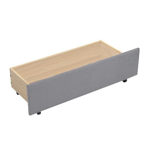 Velvet Daybed with Storage Drawers and Striped Headboard Design