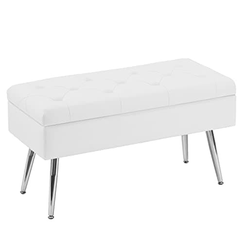 Entryway Storage Ottoman Bench 40 Beige