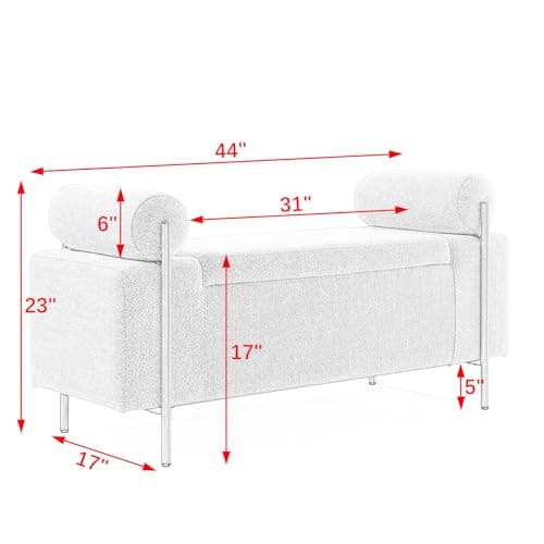 Storage Ottoman Bench with Gold Legs