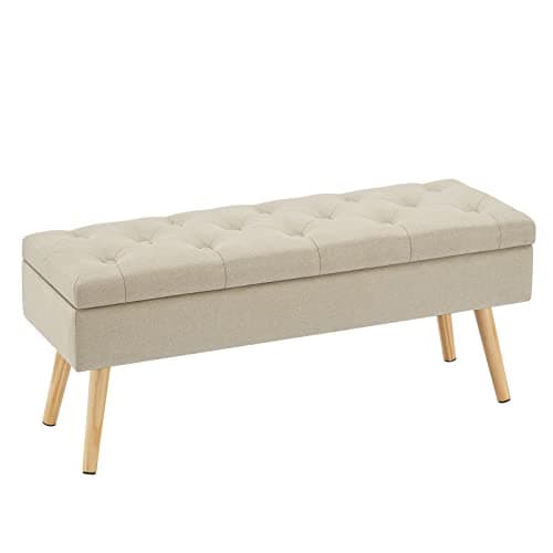 Entryway Storage Ottoman Bench 40 Beige