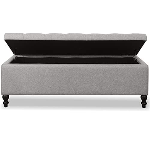Upholstered Fabric Storage Ottoman Bench - 50.2 Inches, Button Tufted, Grey