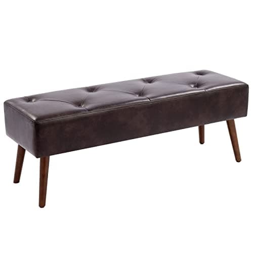 44 inch black bedroom ottoman bench with gold legs