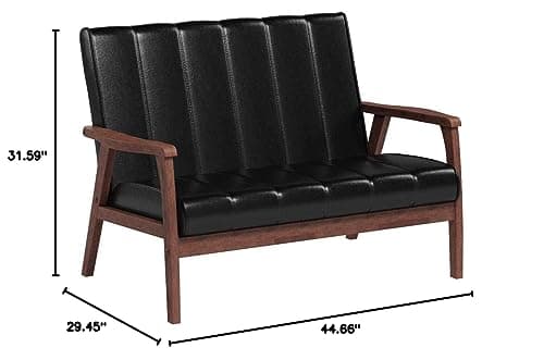 Baxton Studio BBT8011A2 Black Loveseat 29.45LX44.66WX31.59H