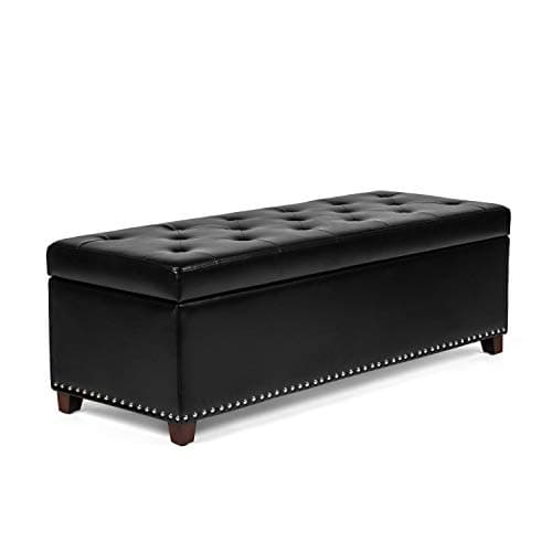 Storage Ottoman Bench - 51 Inch Leather Tufted End of Bed Bench, Bedroom Living Room