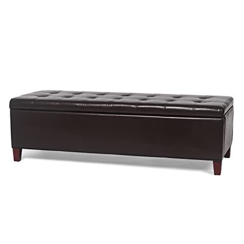 Storage Ottoman Bench - 51 Inch Leather Tufted End of Bed Bench, Bedroom Living Room