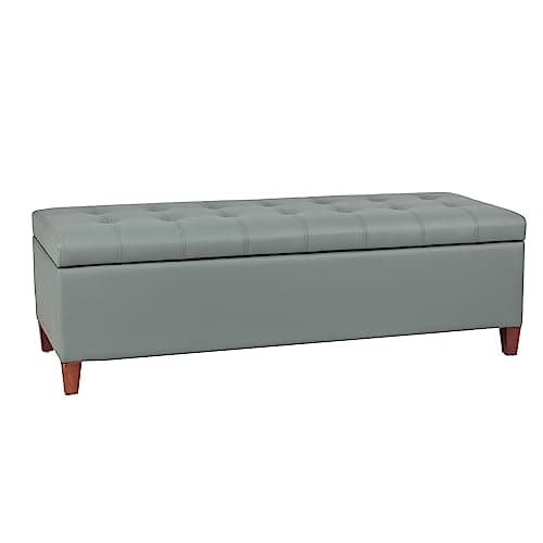 Storage Ottoman Bench - 51 Inch Leather Tufted End of Bed Bench, Bedroom Living Room