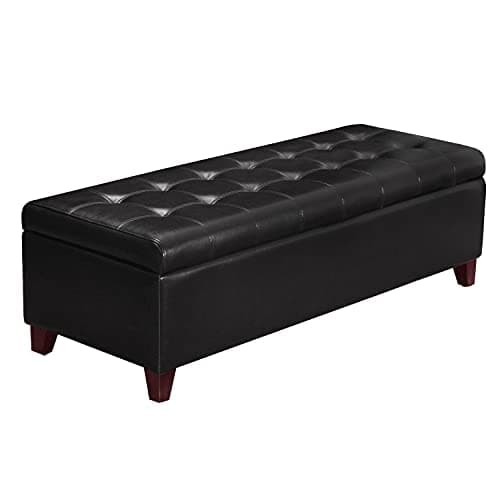 Storage Ottoman Bench - 51 Inch Leather Tufted End of Bed Bench, Bedroom Living Room