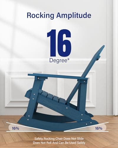 YEFU Outdoor Adirondack Rocking Chair in Navy Blue