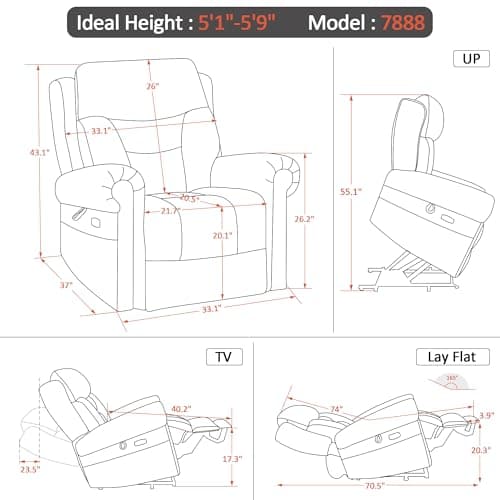 MCombo Power Lift Recliner Chair with Massage, Heating, and Adjustable Headrest for Elderly People