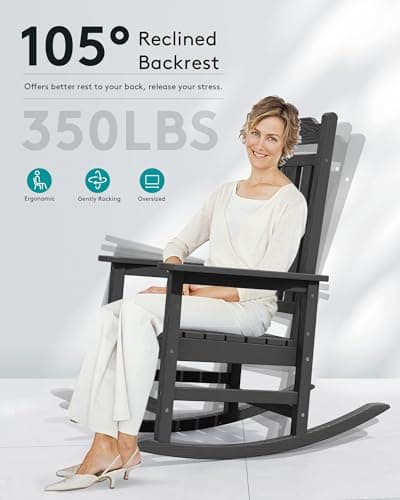 Outdoor Rocking Chair Gray Set of 2