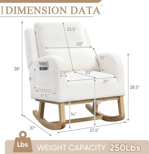 Comfortable Teddy Upholstered Rocking Chair for Nursery