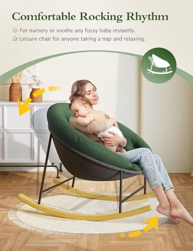 Modern, Oversized Rocking Chairs for Adults in Bedroom, Living Room, Apartment, or Patio