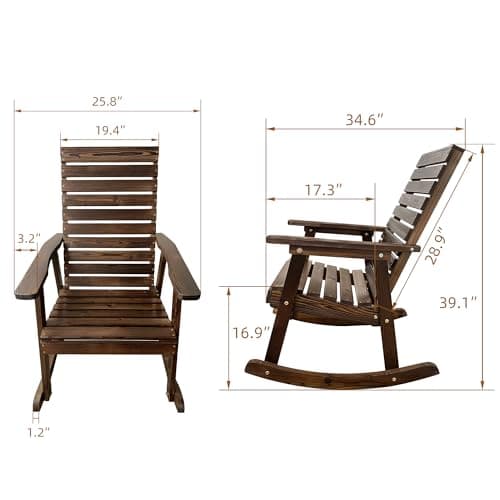 High-back Wooden Rocking Chair for Indoor and Outdoor Use