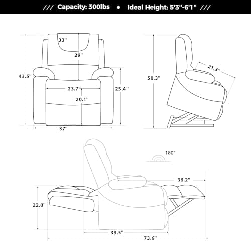 Large Power Lift Recliner Chair for Elderly with Heat Massage Electric Lift and Cup Holder