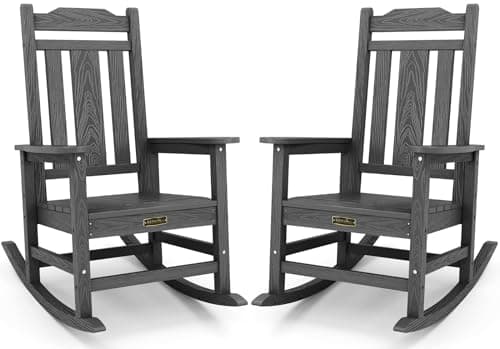Outdoor Rocking Chair Gray Set of 2