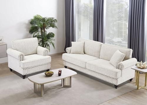 Modern Upholstered 2-Piece Living Room Furniture Set in Green