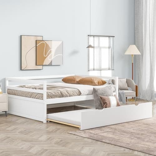 Velvet Daybed with Storage Drawers and Striped Headboard Design