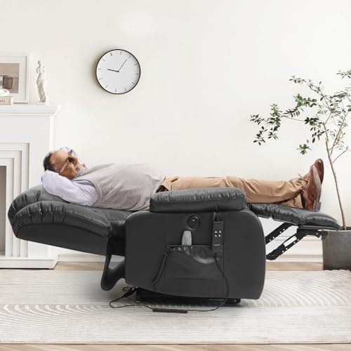Dual Motor Lift Chairs for Elderly with Massage and Heat, Genuine Leather, USB Ports and Remote Controls