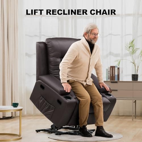 Power Lift Recliner Chair for Elderly and Adults Electric PU Leather with Massage & Heat
