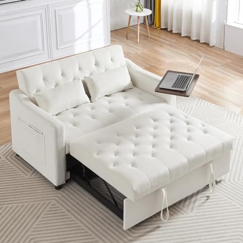Convertible Sleeper Sofa Couch with Pull Out Bed & Table