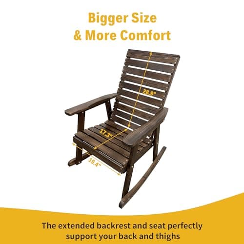 High-back Wooden Rocking Chair for Indoor and Outdoor Use