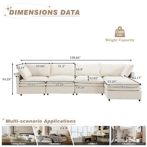 Convertible Sectional Sofa Couch with Ottoman