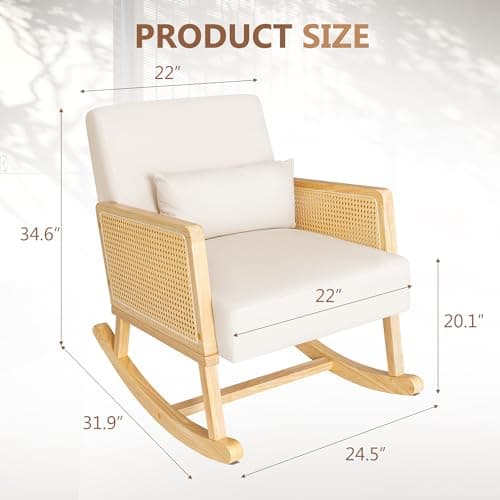 Wooden Rocking Chair with Washable Cushions for Outdoor and Indoor Use