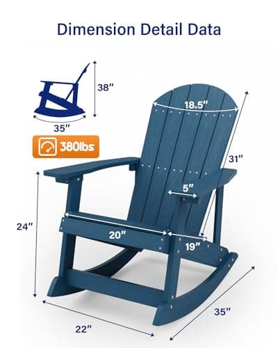 YEFU Outdoor Adirondack Rocking Chair in Navy Blue