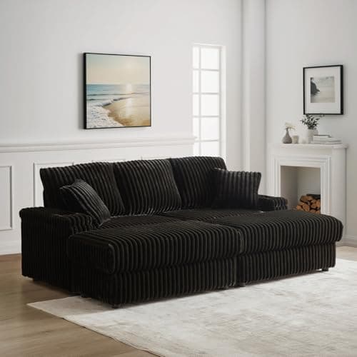 Oversized Chaise Lounge Chair with Ottoman and Storage Space for Living Room, Office (3 Seater, Green)
