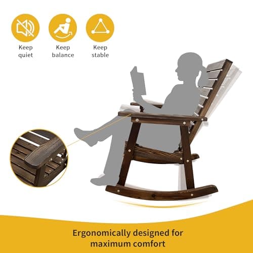 High-back Wooden Rocking Chair for Indoor and Outdoor Use