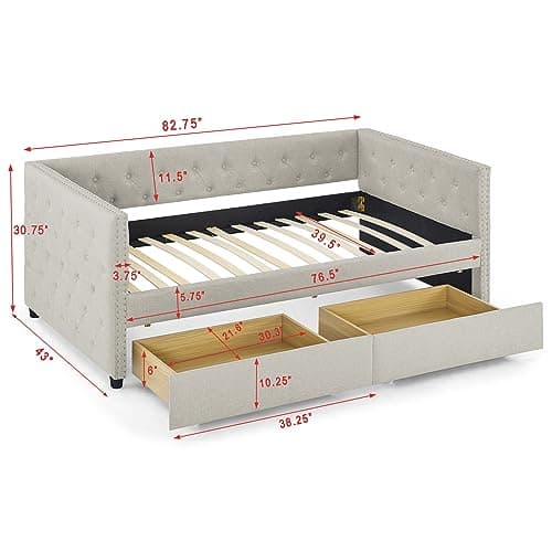 JEEOHEY Twin Daybed with Storage and Drawers