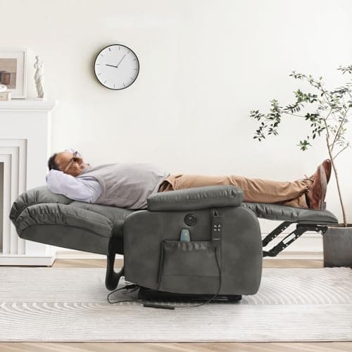 Dual Motor Lift Chairs for Elderly with Massage and Heat, Genuine Leather, USB Ports and Remote Controls