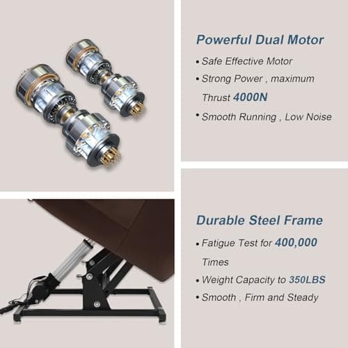 Dual Motor Lift Chairs for Elderly with Massage and Heat, Genuine Leather, USB Ports and Remote Controls