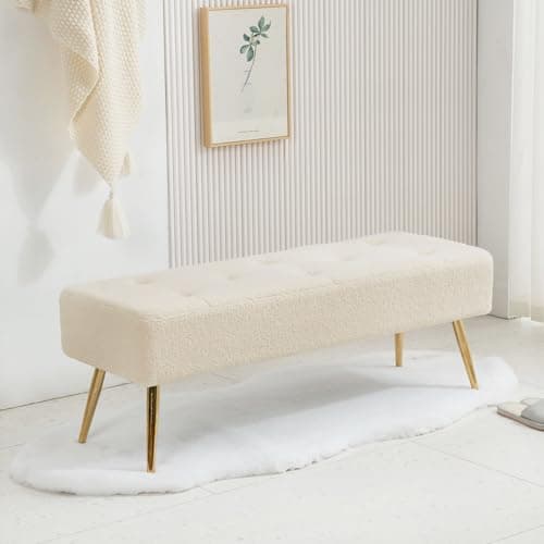 44 inch black bedroom ottoman bench with gold legs