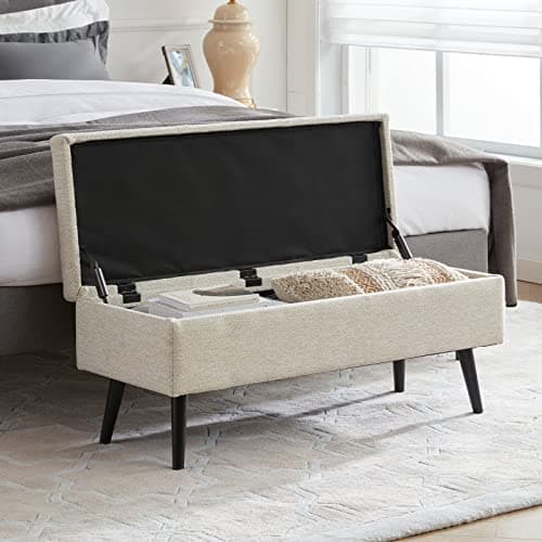 Entryway Storage Ottoman Bench 40 Beige