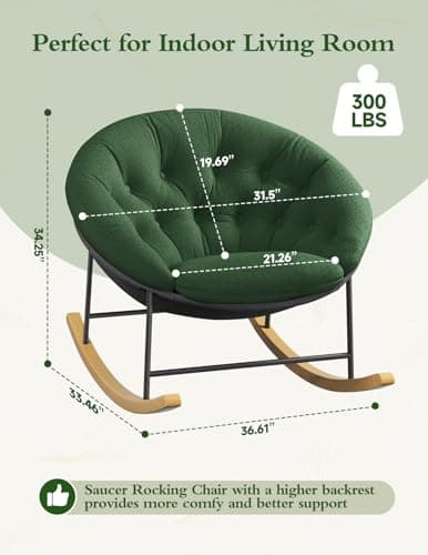 Modern, Oversized Rocking Chairs for Adults in Bedroom, Living Room, Apartment, or Patio