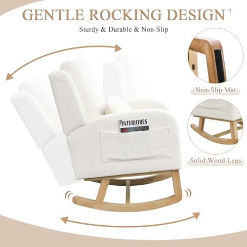 Comfortable Teddy Upholstered Rocking Chair for Nursery