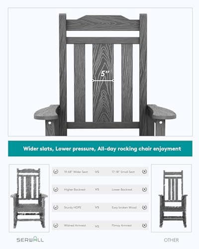 Outdoor Rocking Chair Gray Set of 2