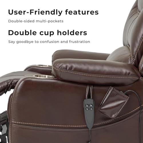 Large Power Lift Recliner Chair for Elderly with Heat Massage Electric Lift and Cup Holder