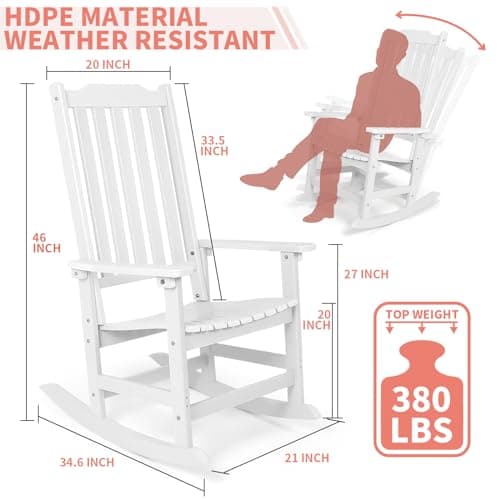 Weather Resistant Outdoor Rocking Chairs Set of 2