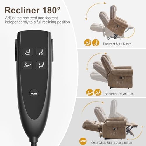 Dual Motor Power Lift Recliner Chair for Elderly with Heat and Massage, Large Infinite Position Electric Chairs for Seniors, Light Brown