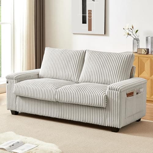 KIVENJAJA 71" Cloud Fluffy Loveseat with Storage and USB, Dark Grey