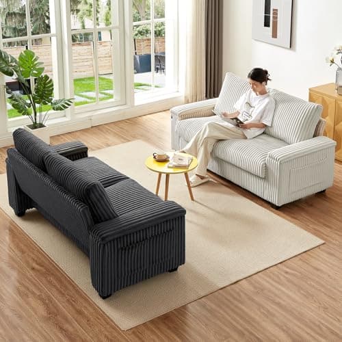 KIVENJAJA 71" Cloud Fluffy Loveseat with Storage and USB, Dark Grey