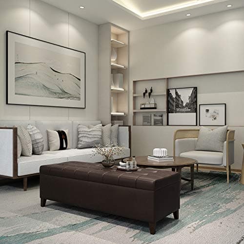 Storage Ottoman Bench - 51 Inch Leather Tufted End of Bed Bench, Bedroom Living Room