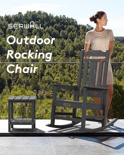 Outdoor Rocking Chair Gray Set of 2