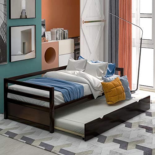 Velvet Daybed with Storage Drawers and Striped Headboard Design
