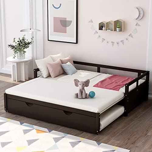 Velvet Daybed with Storage Drawers and Striped Headboard Design