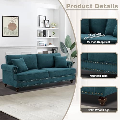 Modern Upholstered 2-Piece Living Room Furniture Set in Green