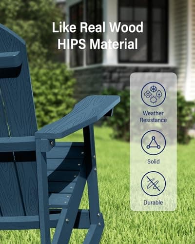 YEFU Outdoor Adirondack Rocking Chair in Navy Blue