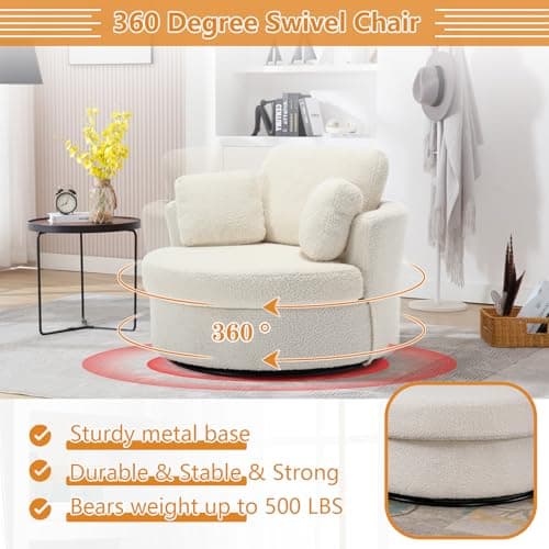 Oversized Swivel Chair with Storage Ottoman for Nursery, Living Room, Bedroom